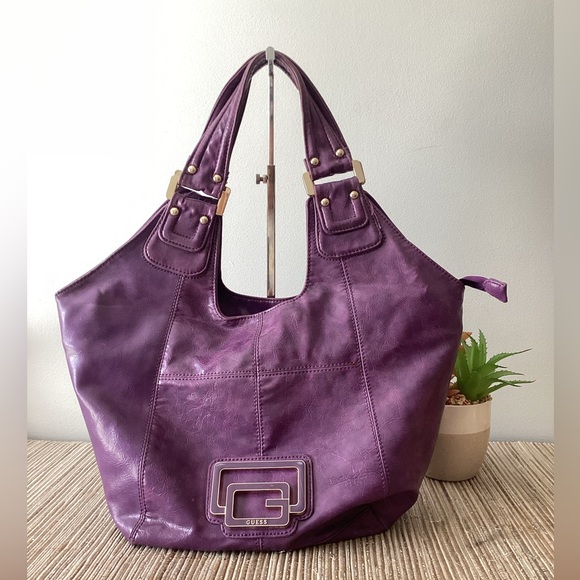 Guess Handbags - Guess Y2K 2000s Purple Logo Shoulder Hobo Bag Purse